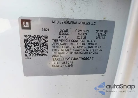 2021 Chevrolet Malibu Fwd Lt from USA, damaged, VIN 1G1ZD5ST4MF068927